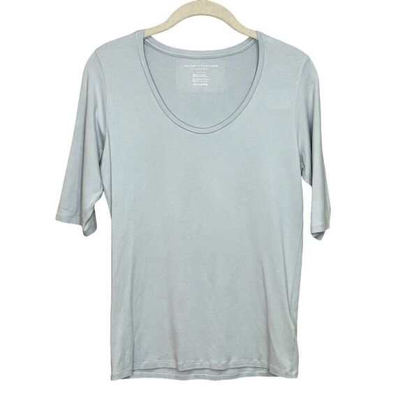 Majestic Filatures Tops - Majestic Filatures Soft Touch Tee Top Size Large 4 Angel Blue Scoop Neck $130